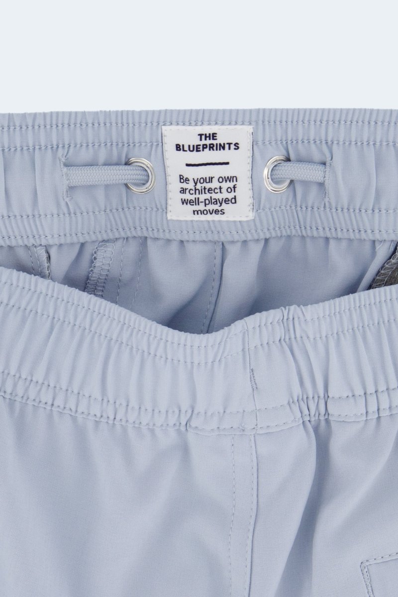 Frankster Blueprints * The Sporties Men's Shorts in light blue fabric with an elasticated waistband and drawstring detail