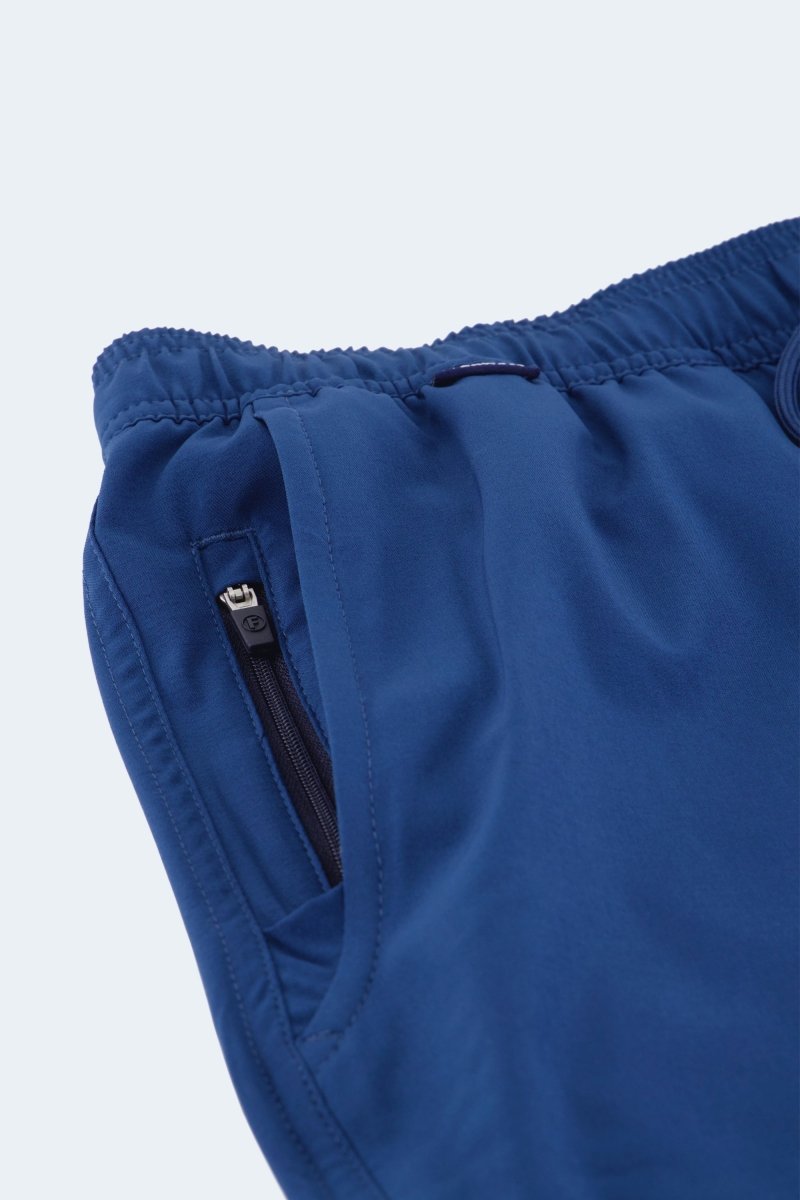 Chillers * The Sporties Men's Shorts by Frankster in navy blue fabric with elasticated waistband and hidden zip pocket
