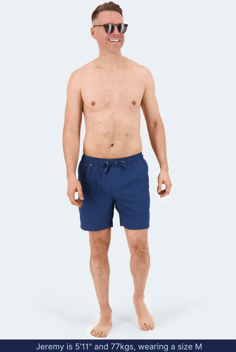 Frankster Chillers * The Swims navy blue Men's Shorts with a drawstring waist and smooth fabric, modelled for versatile wear