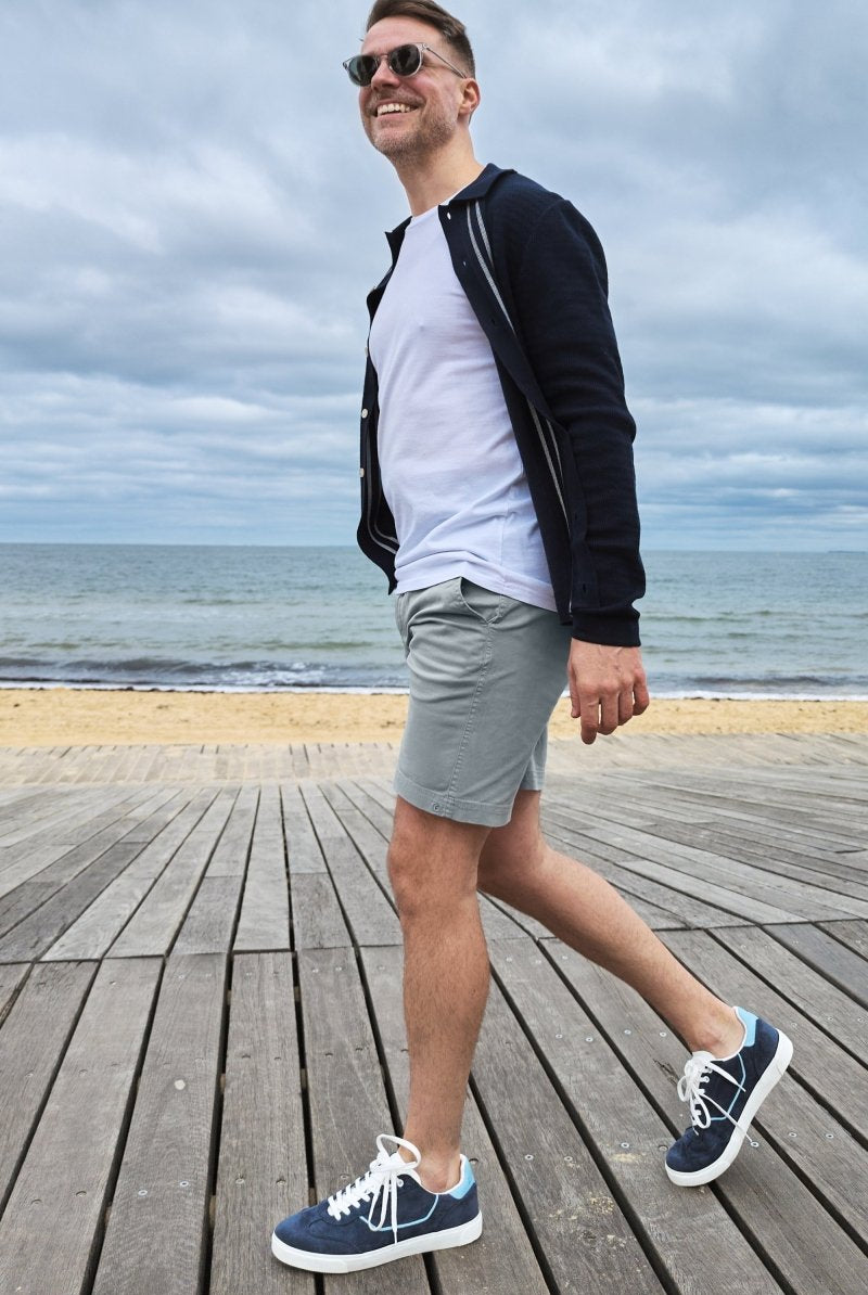 The Coastlines Frankster Blue Grey stretch cotton men's chino shorts