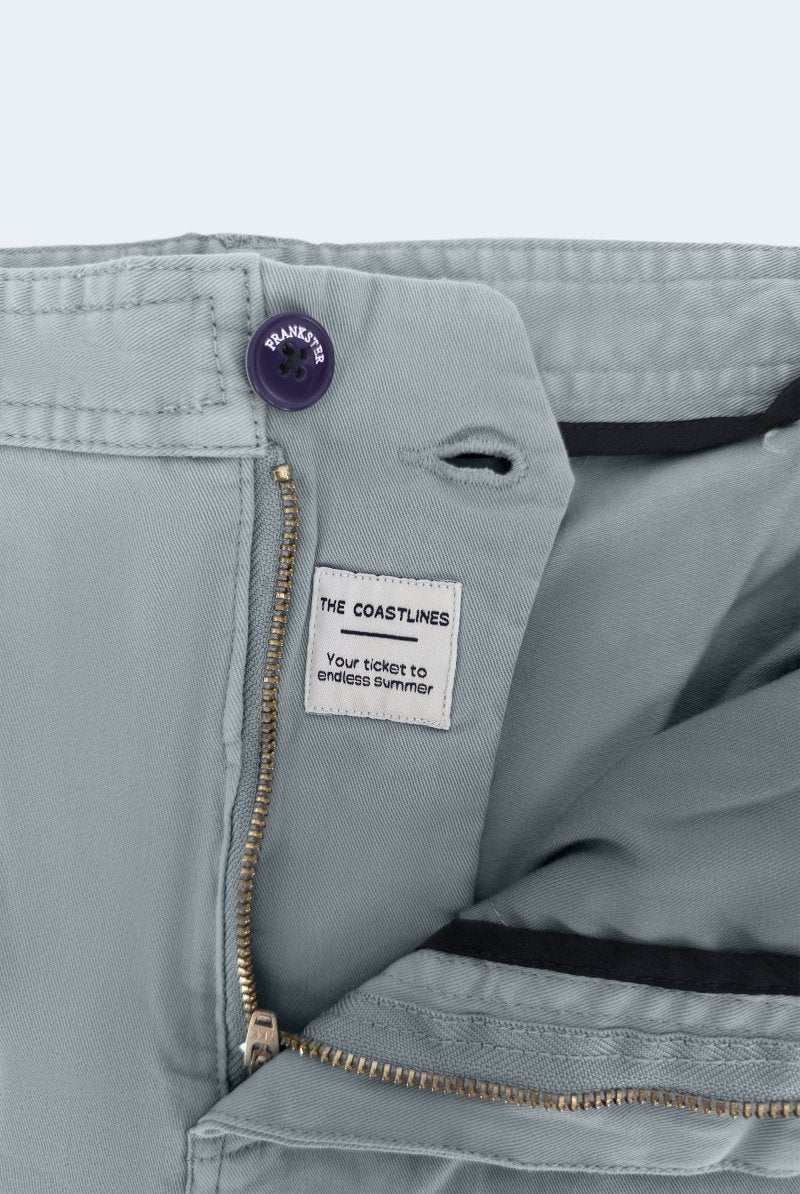 The Coastlines Frankster Blue Grey stretch cotton men's chino shorts