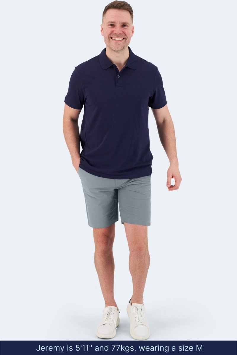 The Coastlines Blue Grey Active Shorts - Full Body Shorts incl. Model size