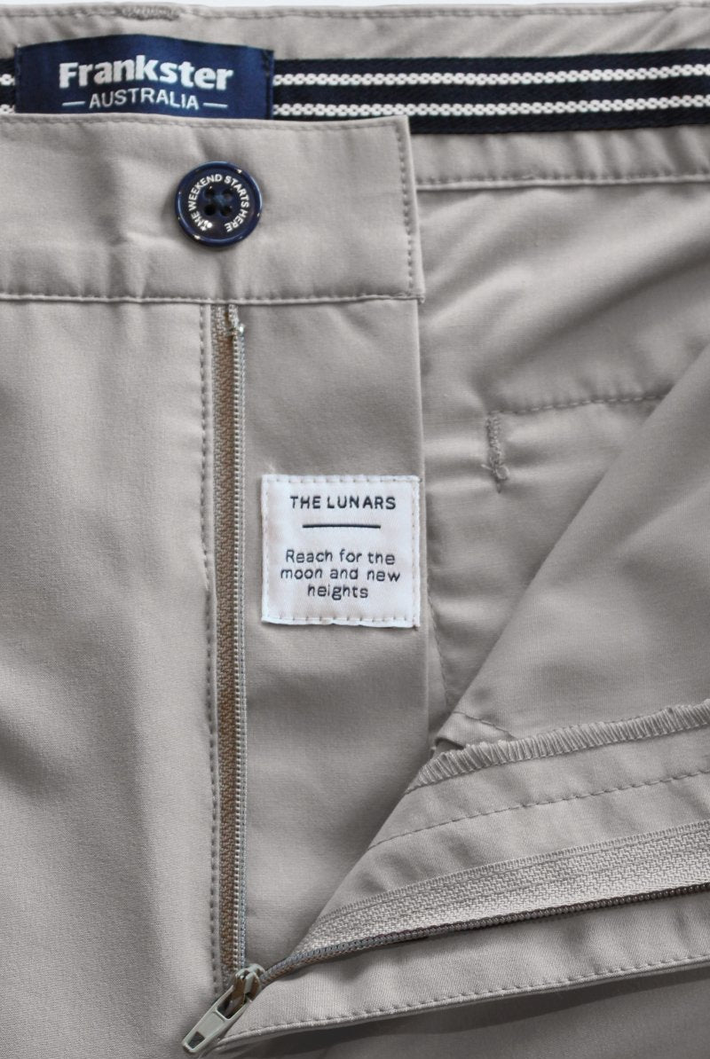 Frankster Lunars Light Grey The Actives Shorts zipper label