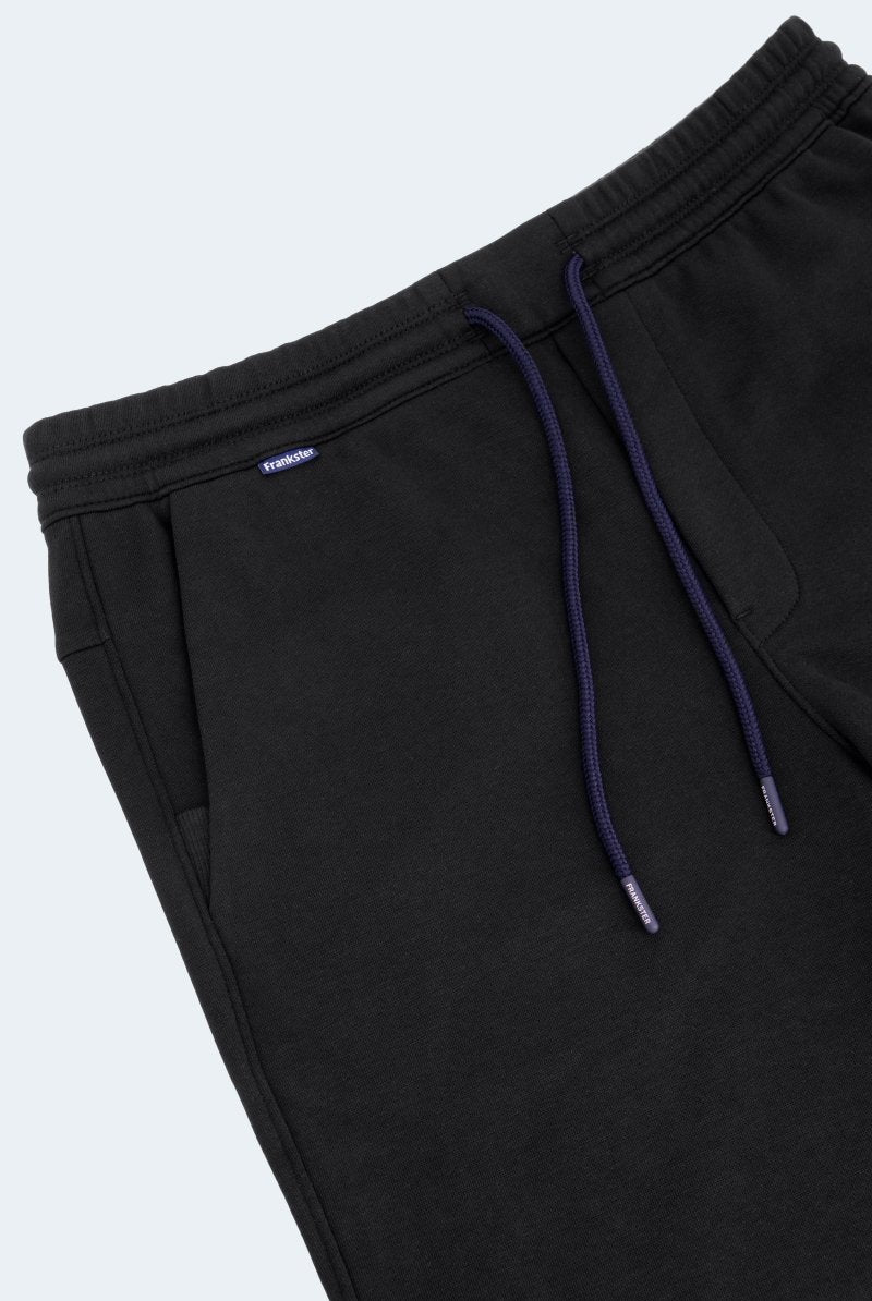 The Comfies Lounge Shorts Midnights Black Frankster Drawstrings