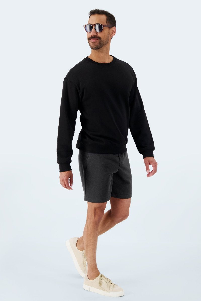The Comfies Lounge Shorts Midnights Black Frankster Model Full Front Angle