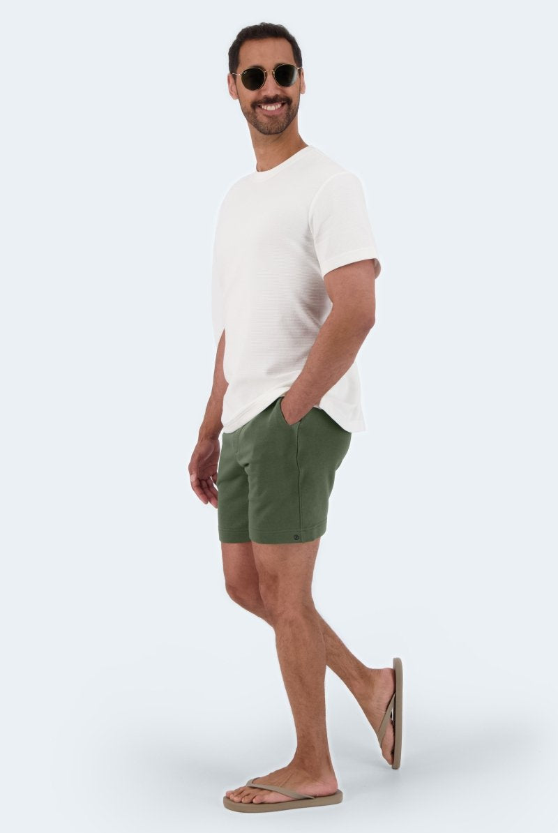 The Comfies Lounge Shorts Rebel Army Green Frankster Model Full Angle