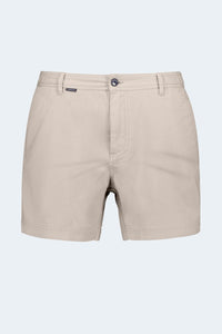 Shores * The Shorties beige stretch cotton men's shorts by Frankster with a clean classic fit and button closure