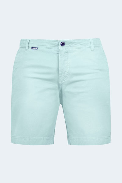 Light blue men's shorts by Frankster with button closure and belt loops, called Rays * The Everydays.
