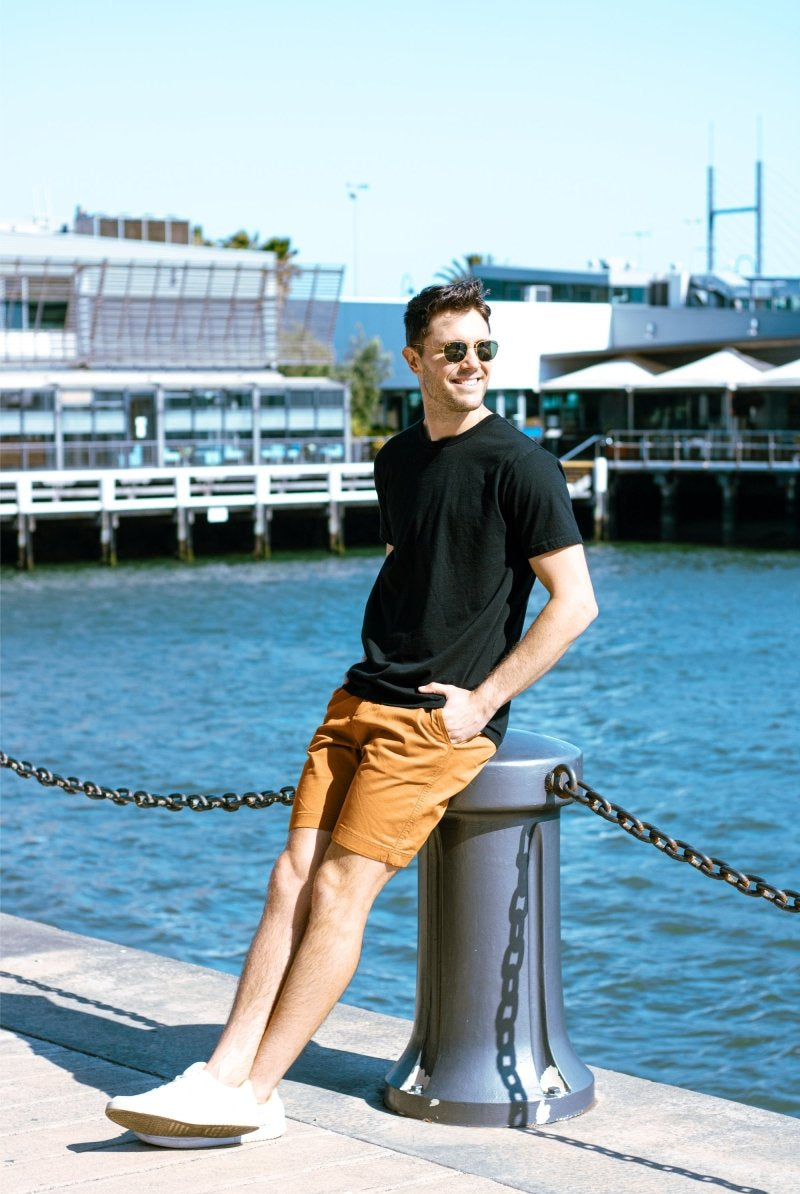 The Goldens - Frankster Stretch Cotton Yellow Brown Men Shorts