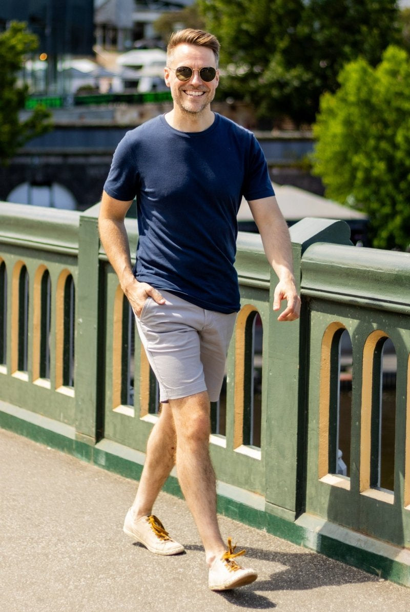 The Lunars - Frankster light grey stretch cotton men's shorts