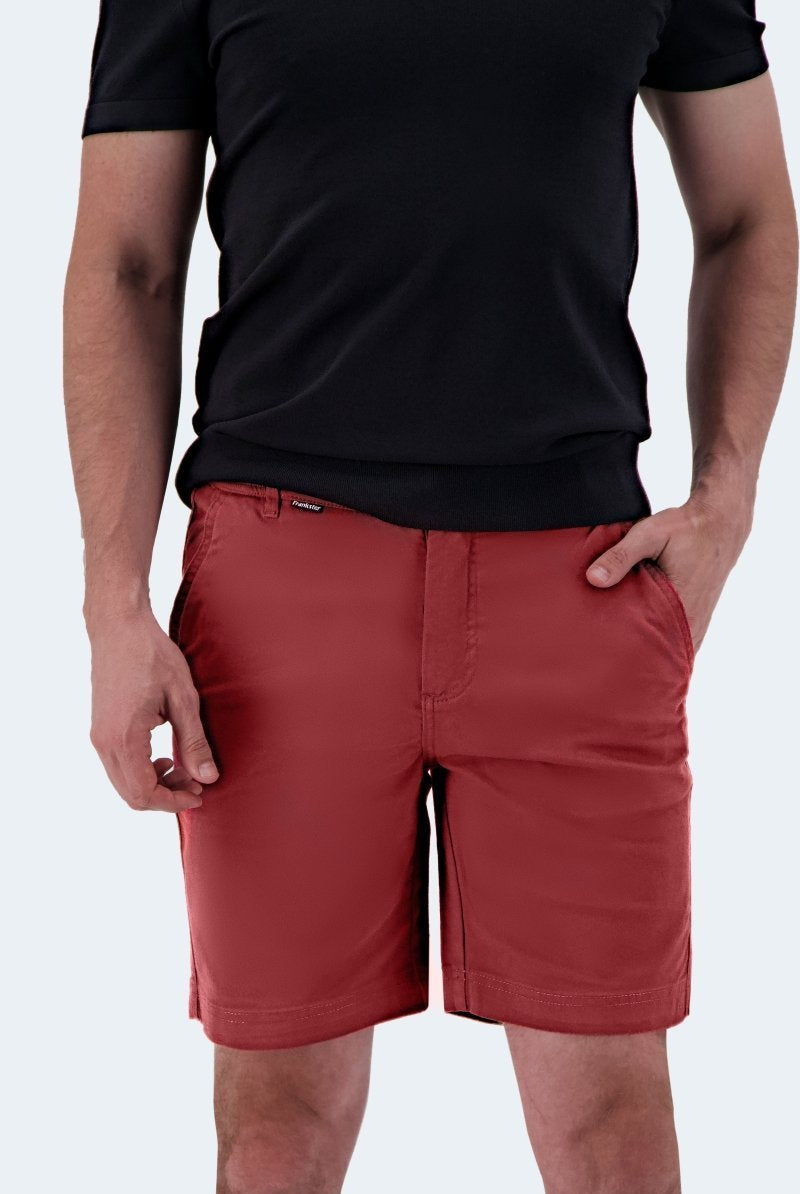 The Pioneers - Frankster burgundy stretch cotton men's shorts