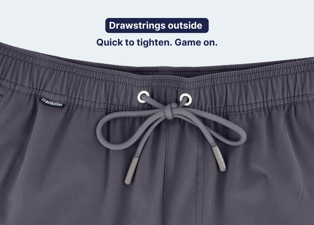 Dark grey Men's Shorts in smooth fabric with an elastic waistband and external drawstrings for quick adjustment