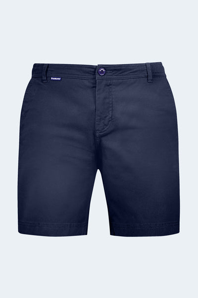 Dark blue men's shorts by Frankster, styled as Chillers * The Everydays, perfect for casual wear.