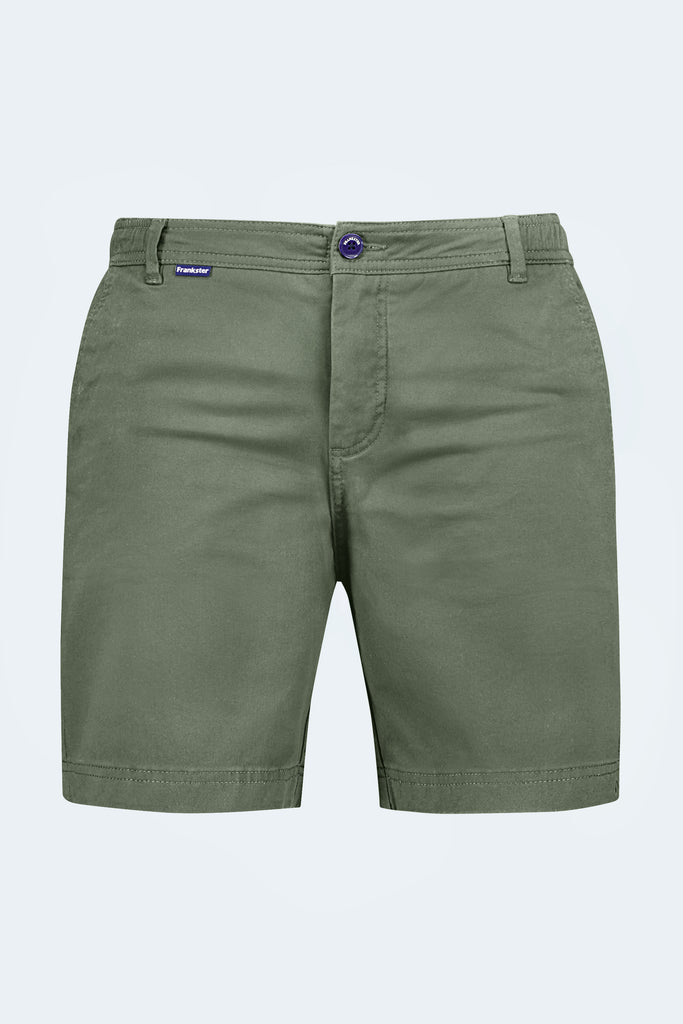 The Rebels - Frankster Stretch Cotton Light Army Green Men Shorts