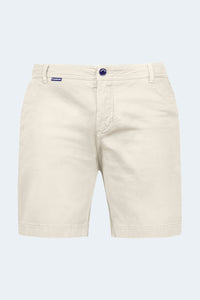 Mirages * The Everydays off white stretch cotton men's shorts by Frankster with button closure and classic chino style