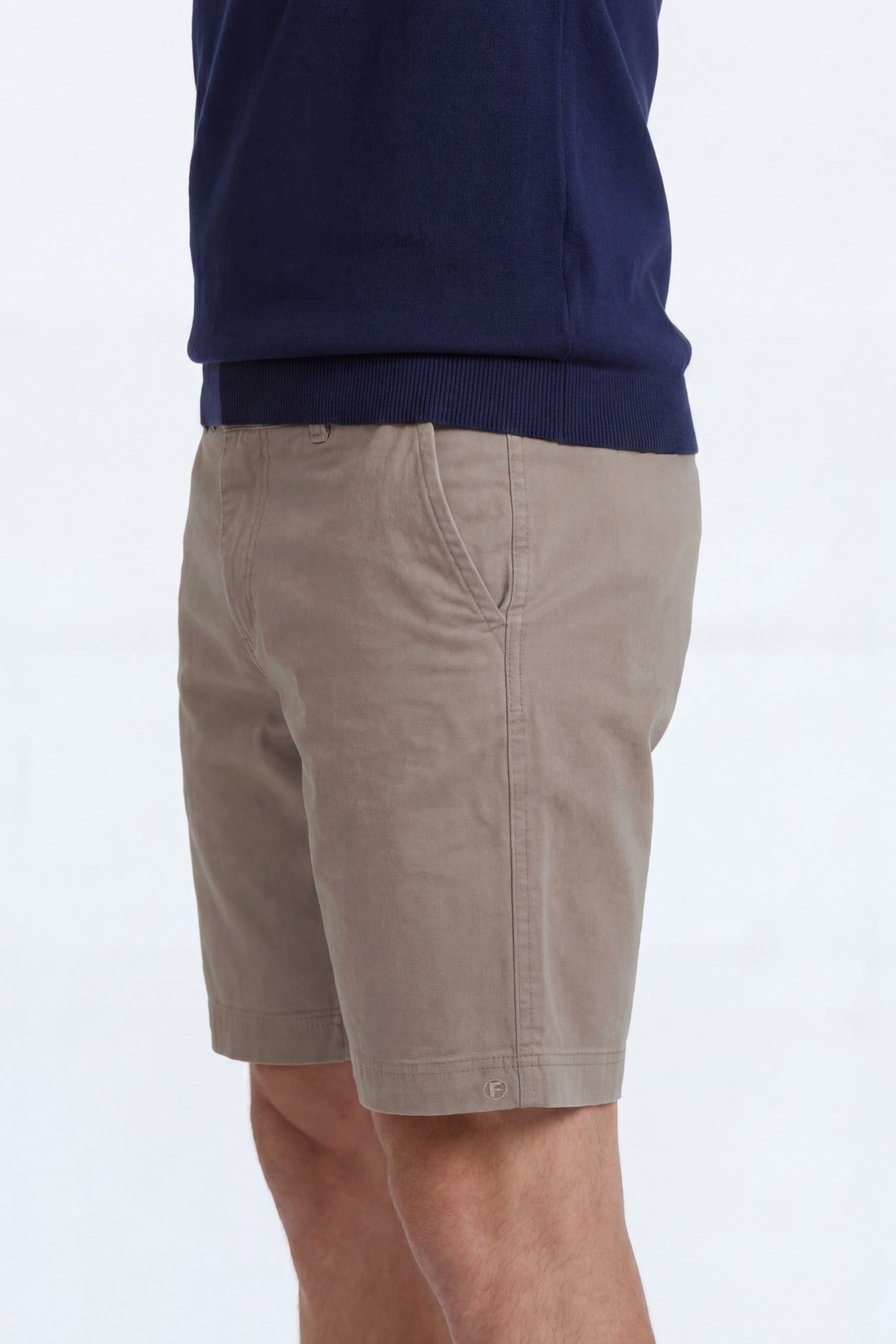 Nomads * The Everydays men's shorts in beige cotton blend fabric featuring a casual fit, designed by Frankster for comfort and everyday wear.