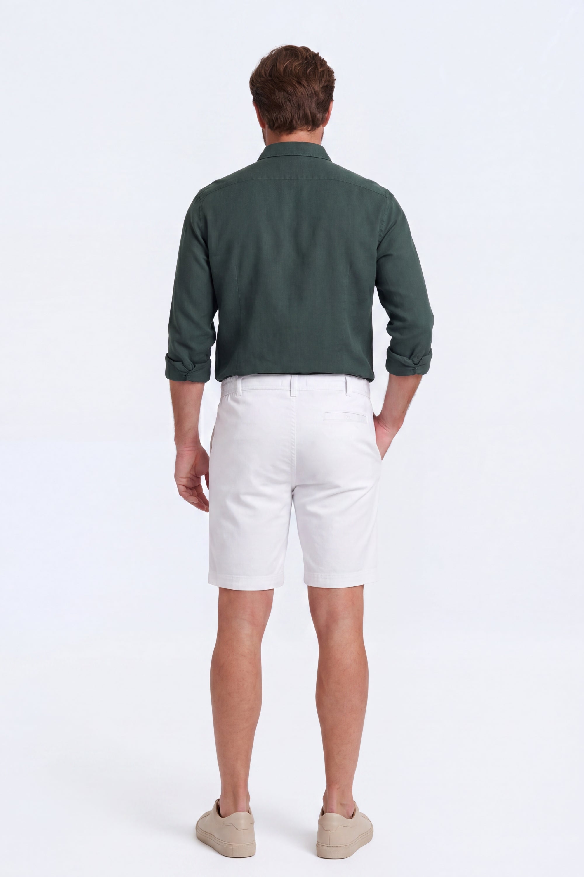 Whitecaps * The Everydays men's shorts in white cotton fabric, designed by Frankster for comfort and versatile all-day wear.