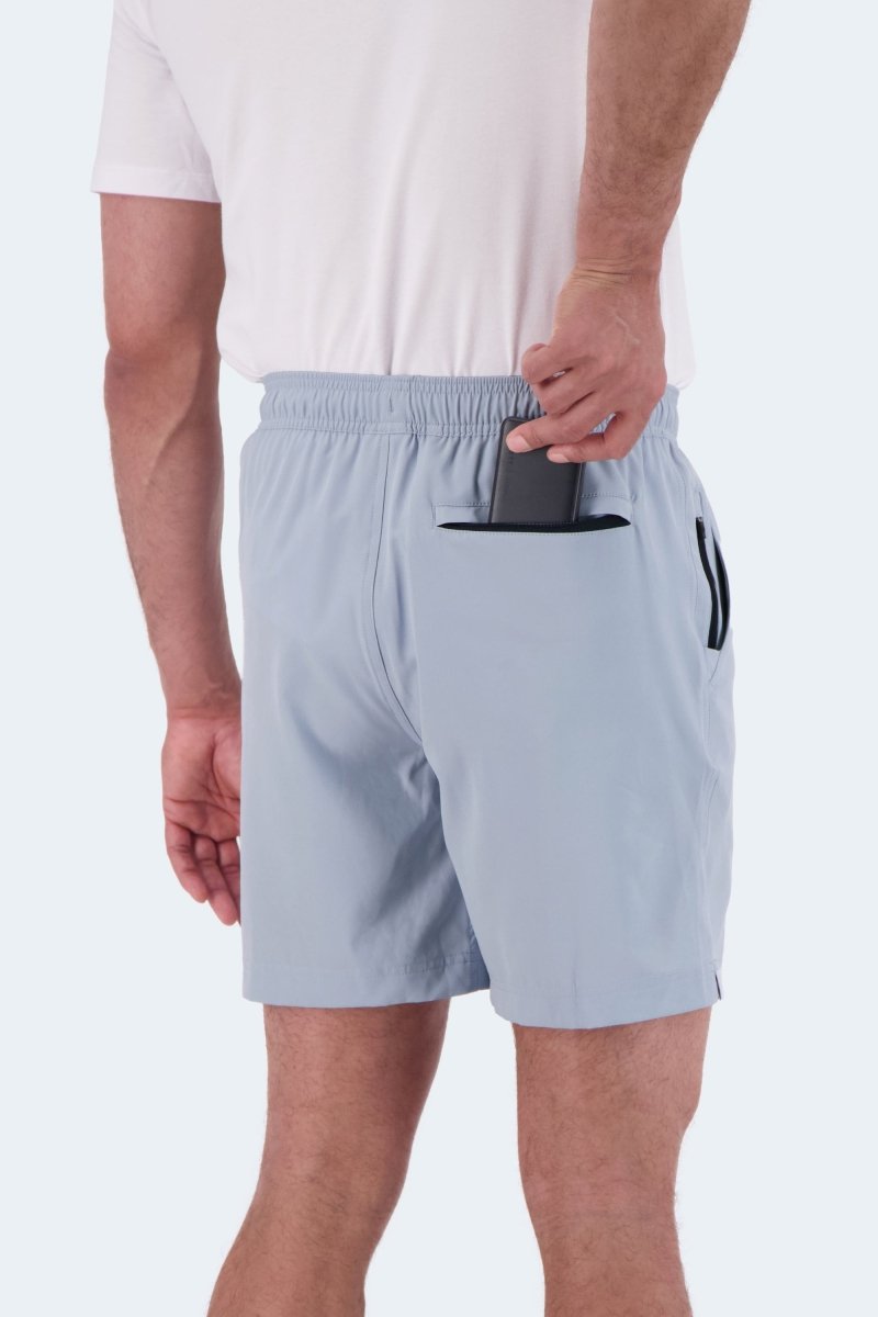 Frankster Blueprints * The Sporties light blue Men's Shorts in smooth fabric with elastic waistband and hidden zip pocket