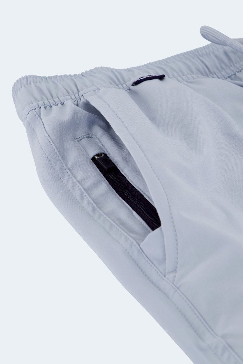 Frankster Blueprints * The Sporties Men's Shorts in light blue fabric with partly elasticated waistband and hidden zip pocket