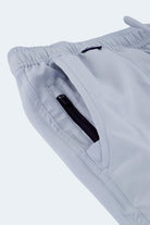Frankster Blueprints * The Sporties Men's Shorts in light blue fabric with partly elasticated waistband and hidden zip pocket