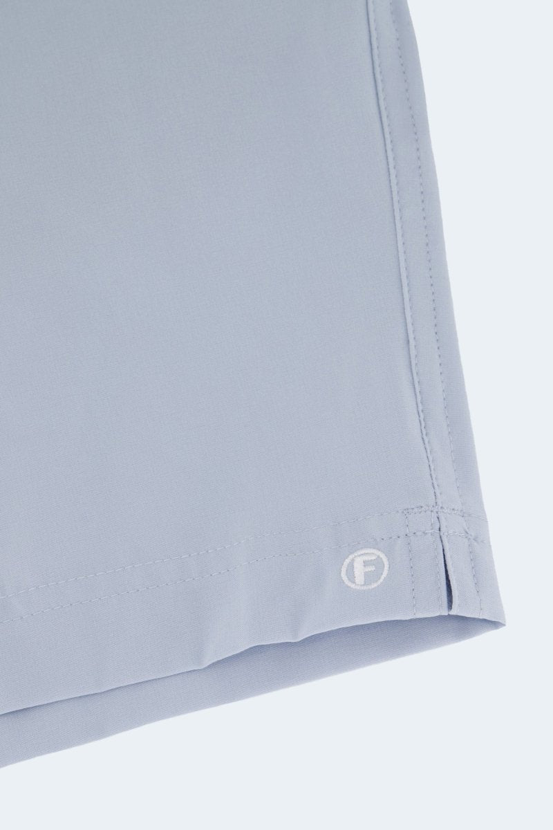 Frankster Blueprints * The Sporties Men's Shorts in light blue fabric with neatly stitched hem and subtle logo detail