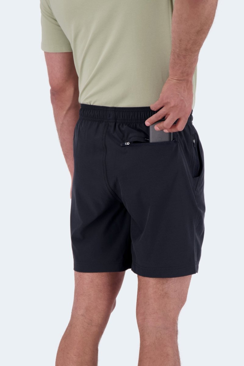 Frankster Midnights * The Sporties black Men's Shorts in smooth fabric with an elastic waistband and hidden zip pocket