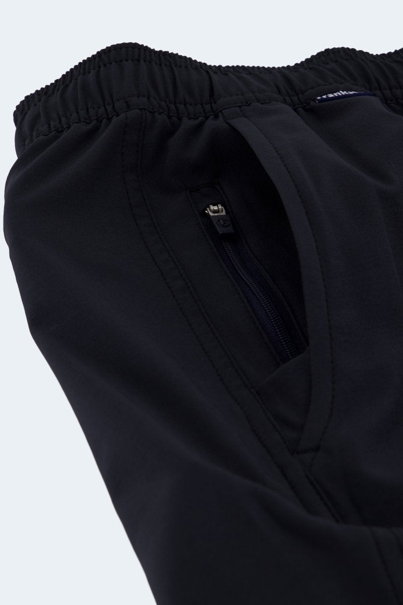 Midnights * The Sporties black Men's Shorts in smooth fabric with elastic waistband and hidden zip pocket by Frankster