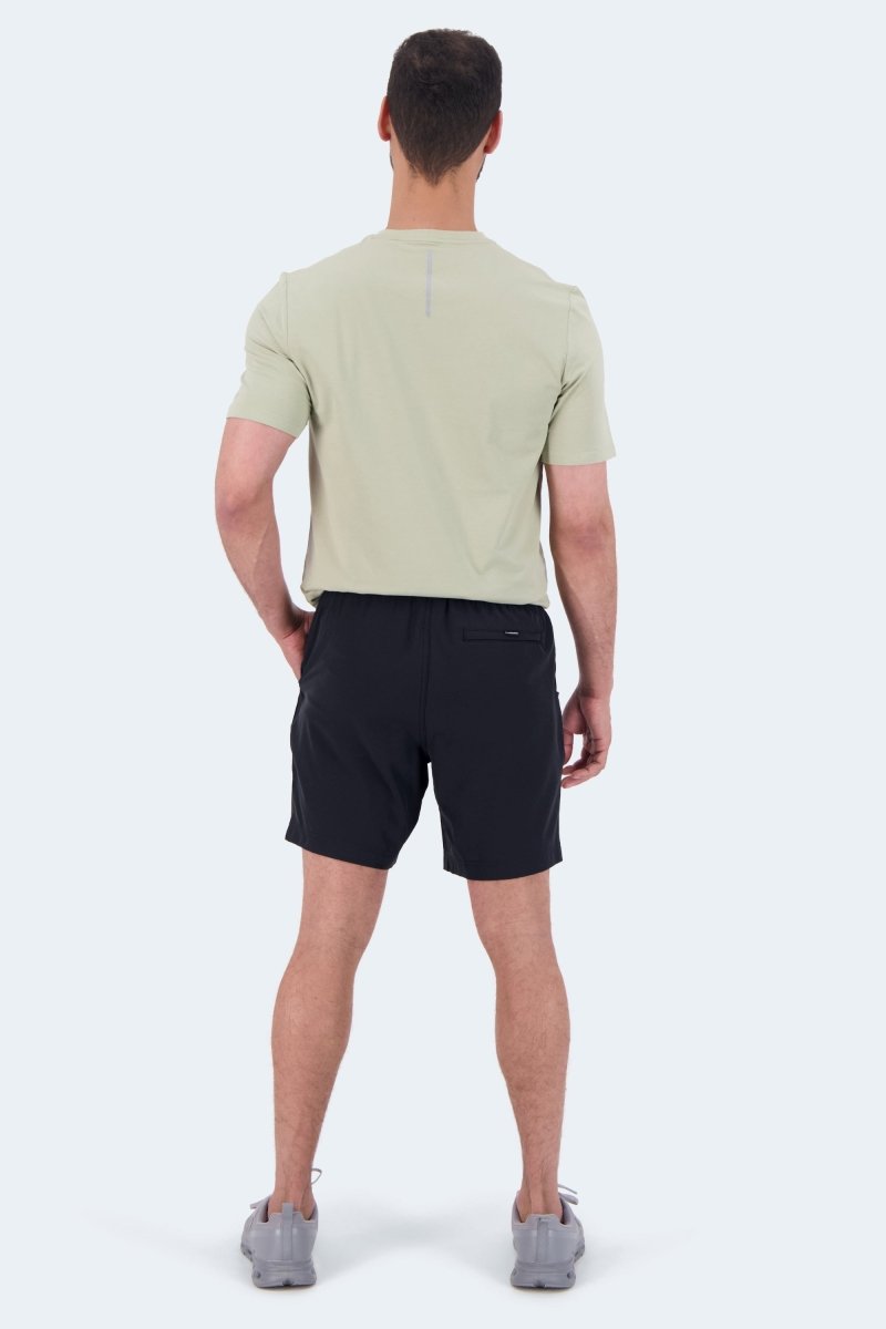 Frankster Midnights * The Sporties Men's Shorts in dark navy fabric, shown from the rear with a relaxed fit and elasticated waistband