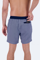 Poolsiders * The Swims by Frankster navy and white striped Men's Shorts in woven fabric with elastic waistband and zip pocket