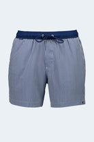 Poolsiders * The Swims by Frankster Men's Shorts in navy and white striped fabric with elastic drawstring waist
