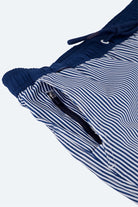 Frankster Poolsiders * The Swims Men's Shorts in blue and white striped fabric with elastic waistband, drawstring and zip pocket