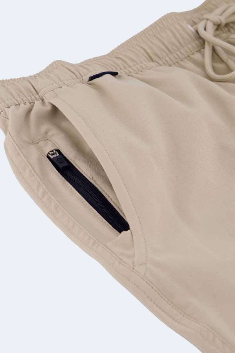 Sandbars * The Sporties by Frankster beige Men's Shorts in smooth fabric with partly elasticated waistband and zip pocket