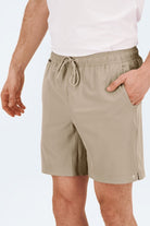 Frankster Sandbars * The Sporties Men's Shorts in beige with smooth fabric, elasticated drawstring waistband and side pockets