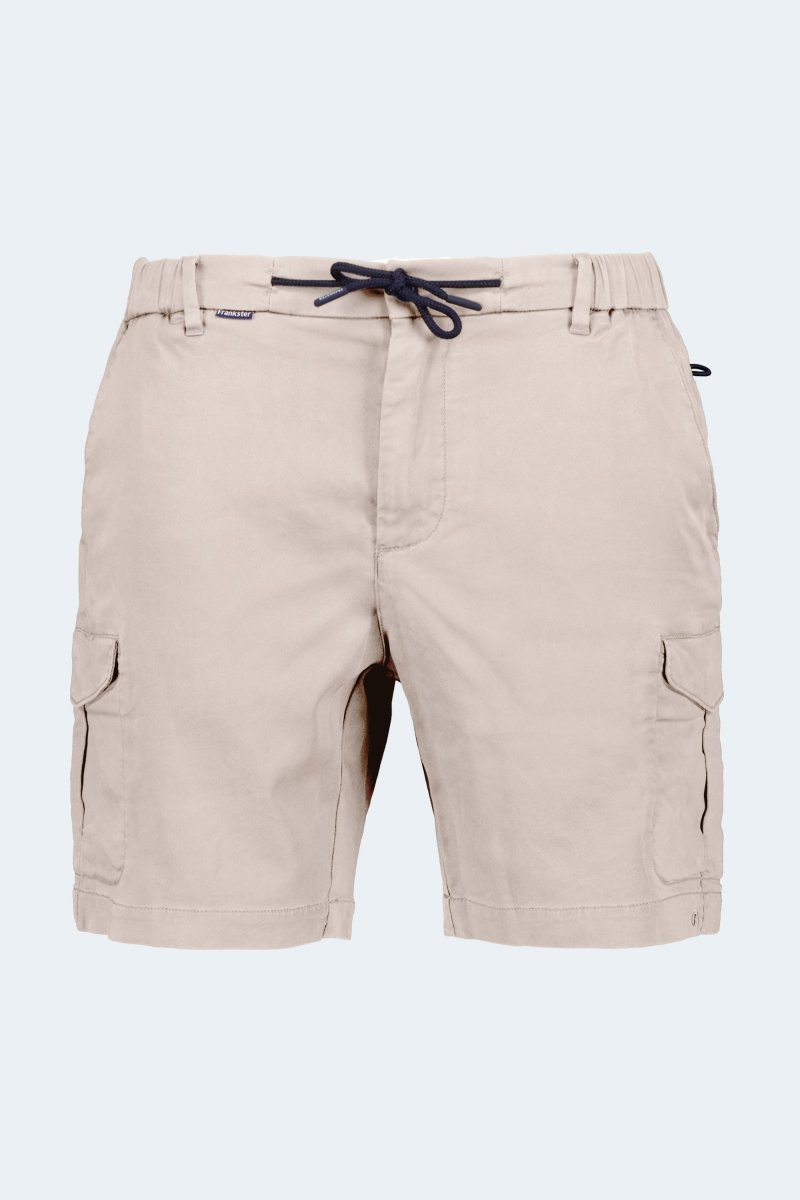 Shores * The Aussies light khaki cotton men's shorts by Frankster with cargo pockets and adjustable drawstring waist