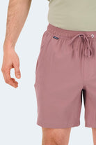 Frankster Sundowners * The Sporties men's shorts in dusty rose fabric with an elasticated drawstring waist and side pockets