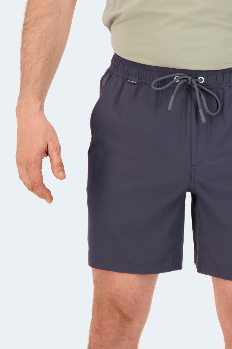 Frankster Volcans * The Sporties Men's Shorts in dark navy fabric with elastic waistband and drawstring for comfortable wear