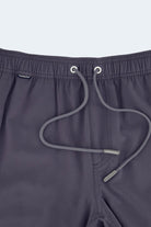 Volcans * The Sporties Frankster Men's Shorts in dark charcoal lightweight fabric with elastic waistband and drawcord