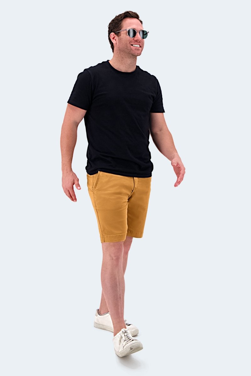 The Goldens - Frankster Stretch Cotton Yellow Brown Men Shorts