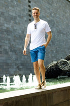 The Harbors - Frankster mid blue stretch cotton men's shorts