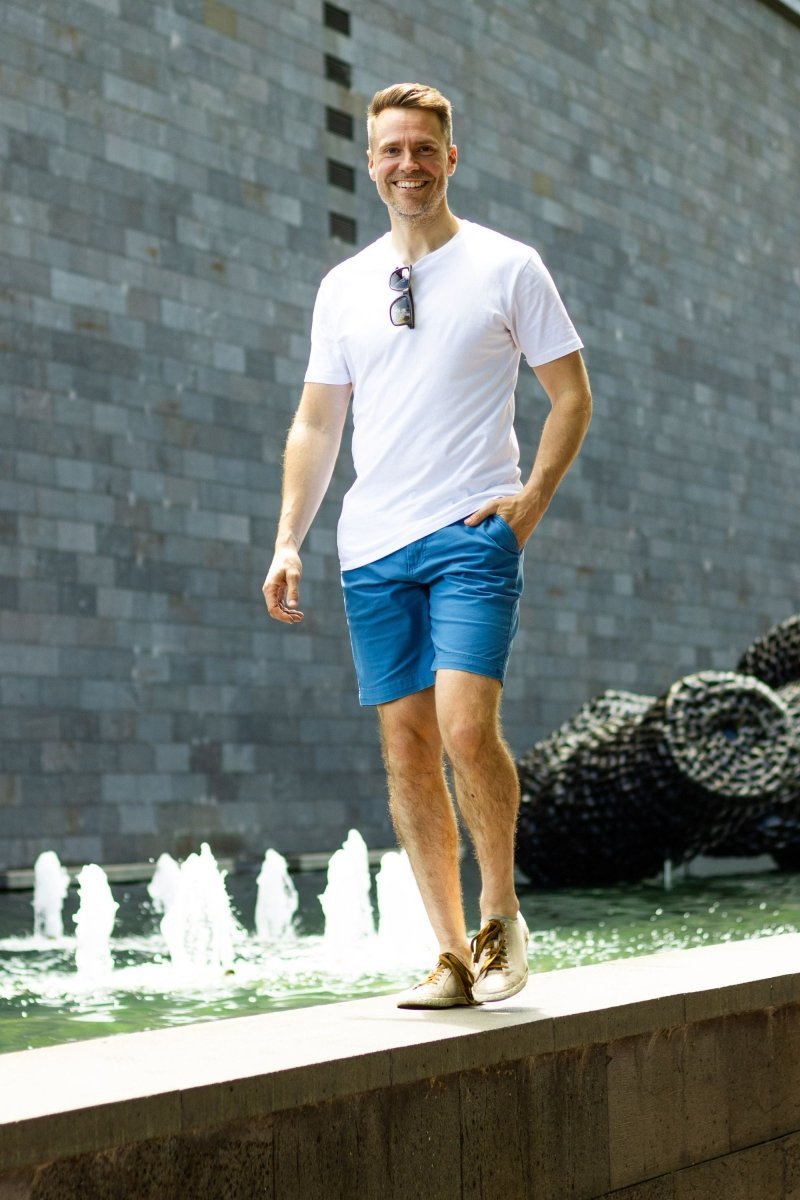 The Harbors - Frankster mid blue stretch cotton men's shorts