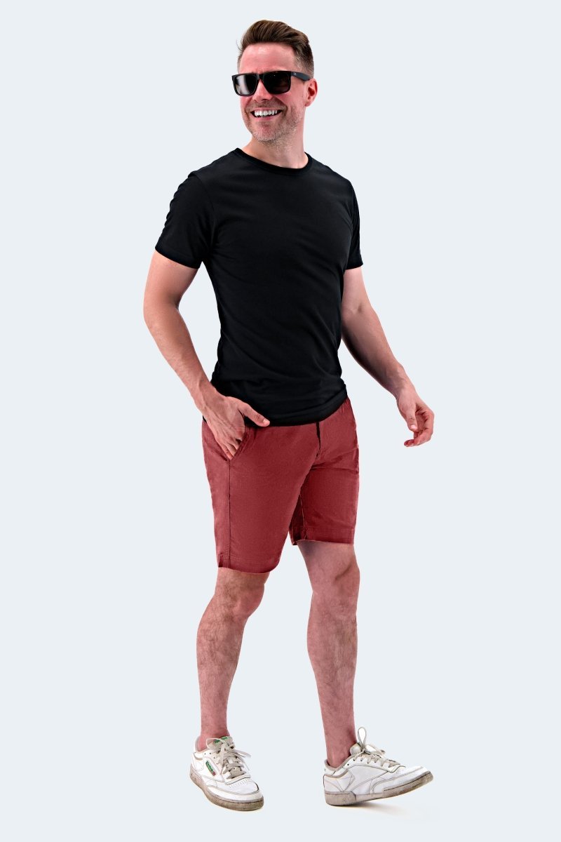 The Pioneers - Frankster burgundy stretch cotton men's shorts